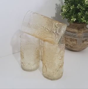 Vintage set of 4 Yellow Drinking Glassware